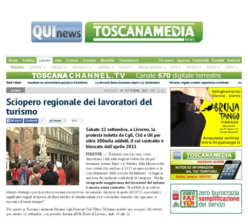 toscana media qui news 10.9 sciopero turismo